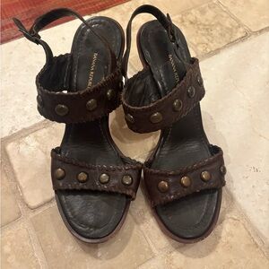 Banana Republic Brown Leather Stud Heels